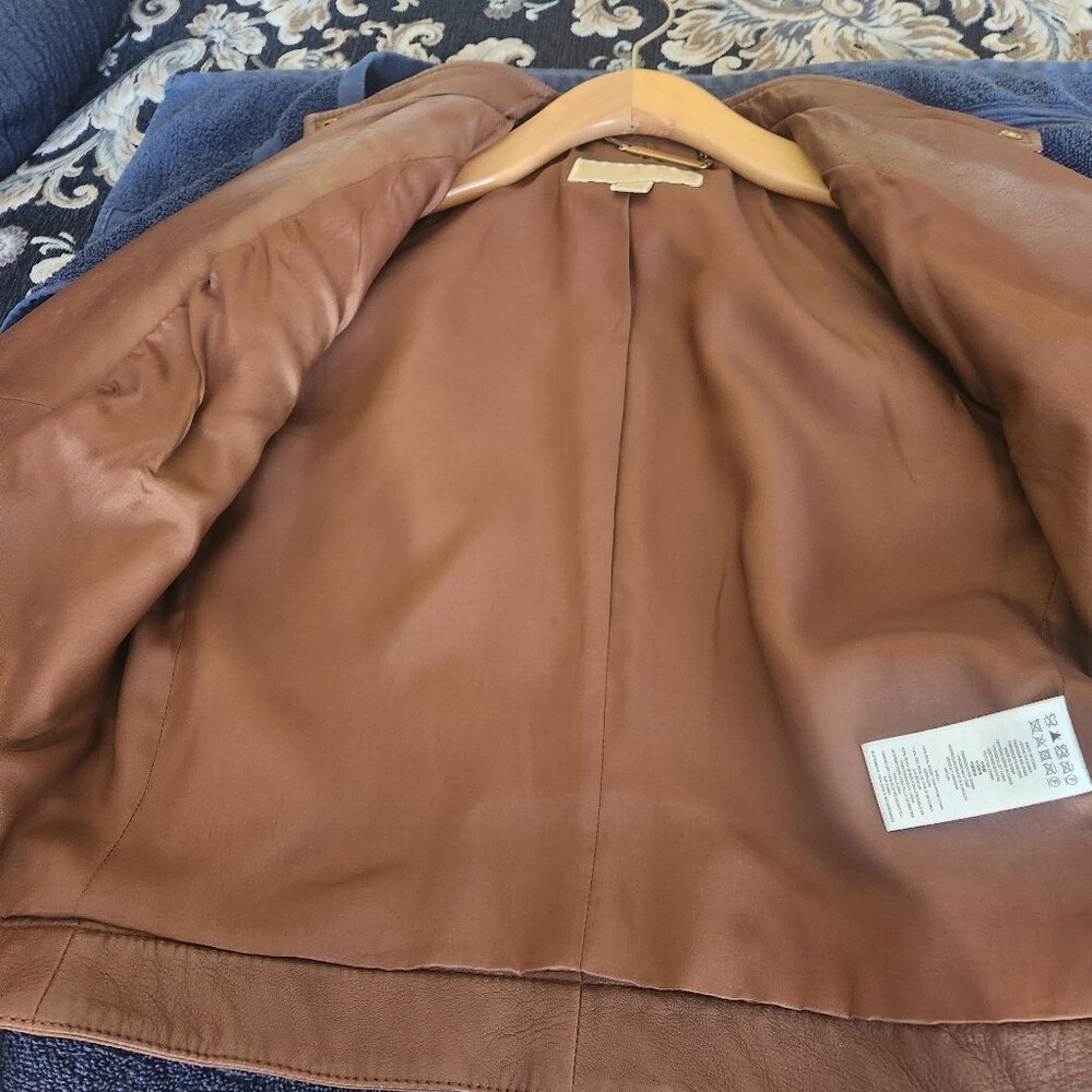 Michael Kors Leather Moto Jacket SZ 2 - Picture 6 of 8